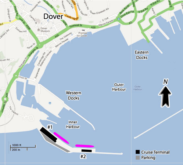 dover cruise port map