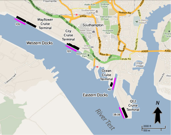 southampton cruise port map